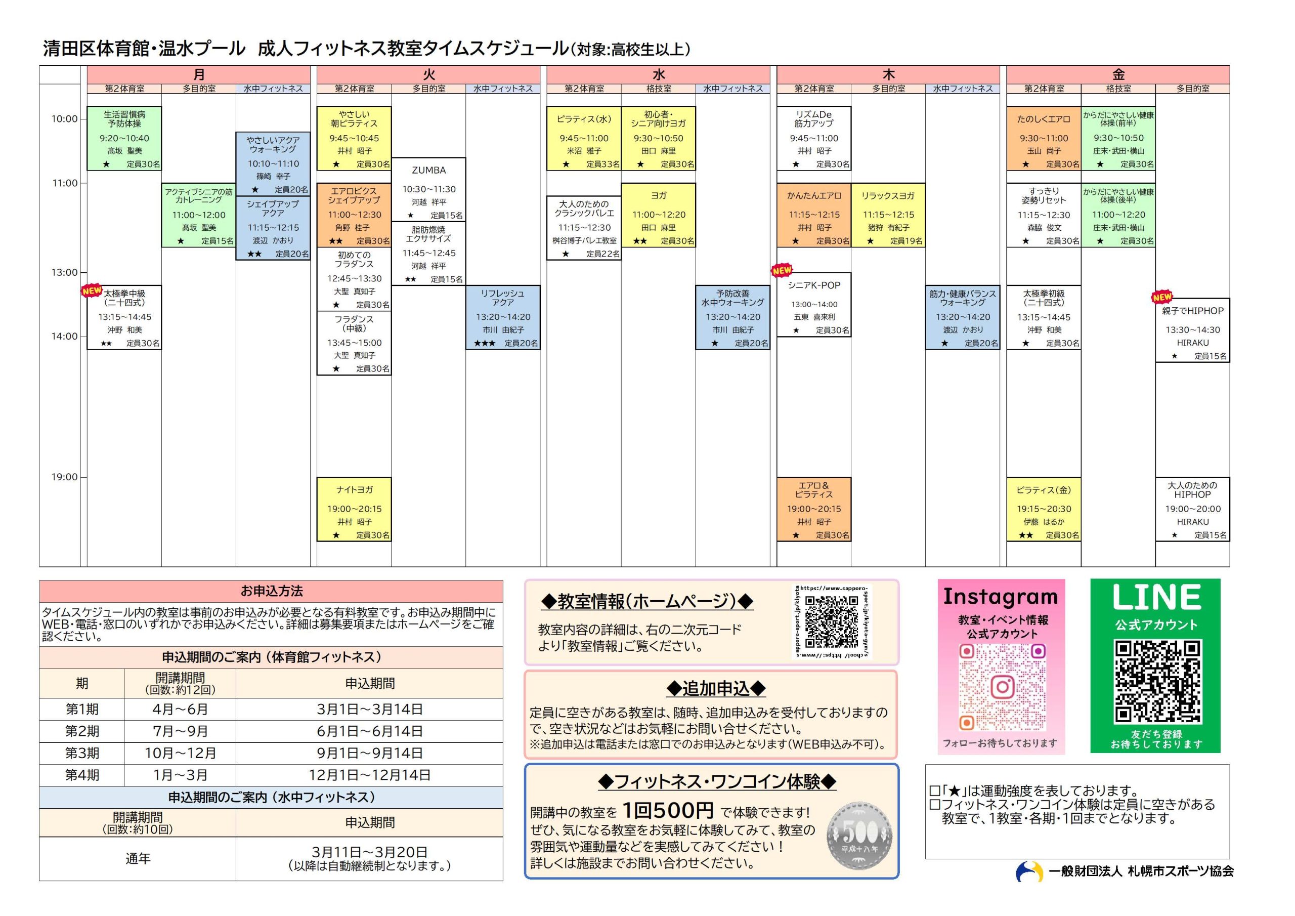 令和7年度フィットネス教室タイムスケジュール画像
