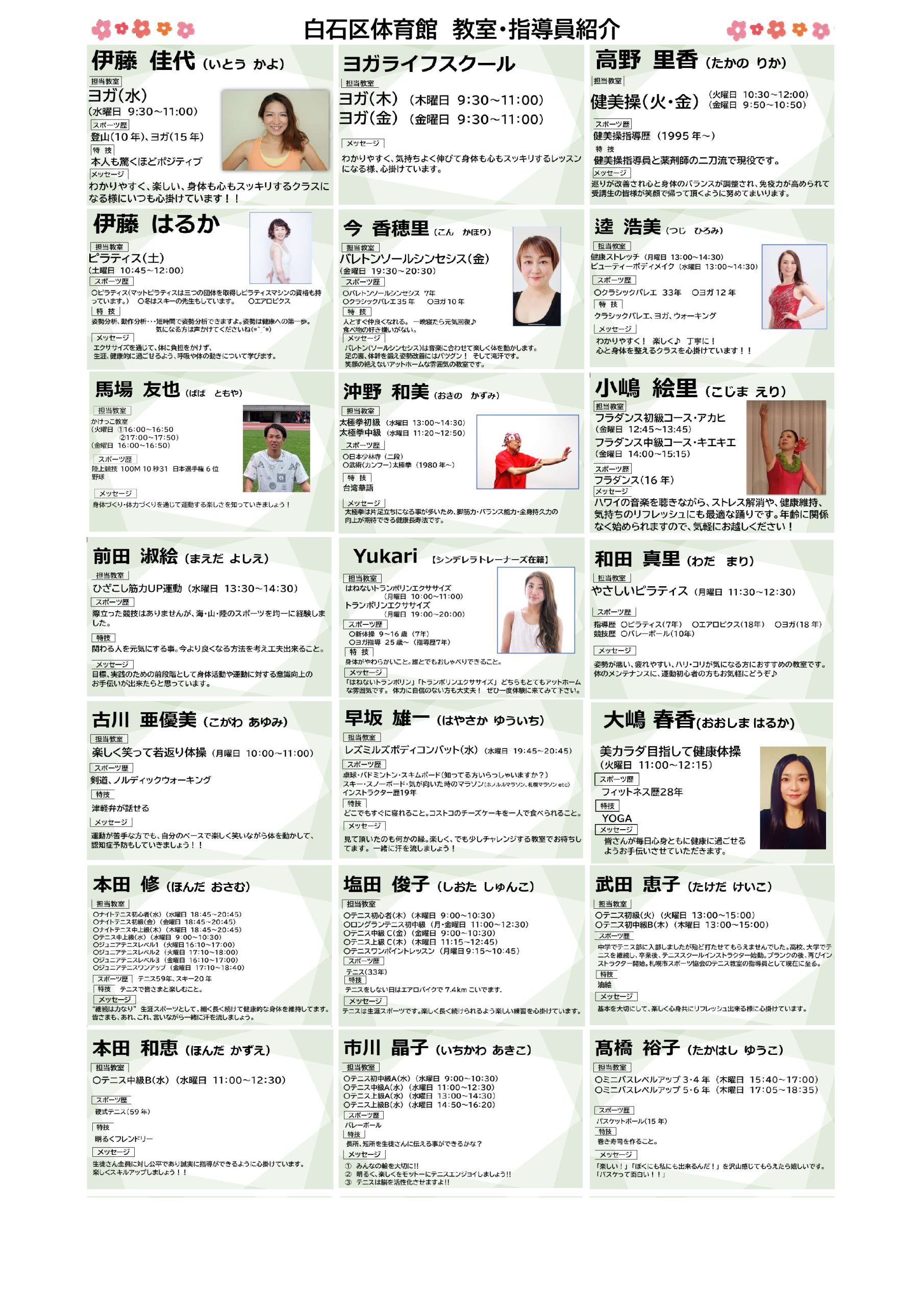 令和７年度・教室指導員紹介画像